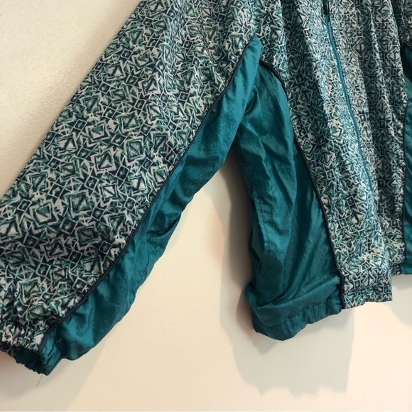 90S Windbreak Vintage teal print zip up - Picture 2 of 6